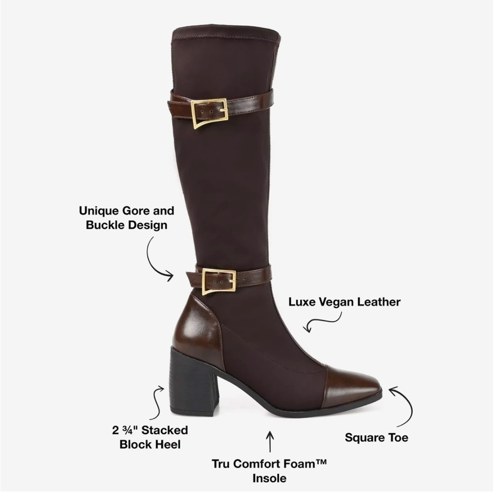 Journee Collection Gaibree Riding Knee-High Chunky Heel Boot Size 7.5WC Calf 14” - Picture 7 of 13